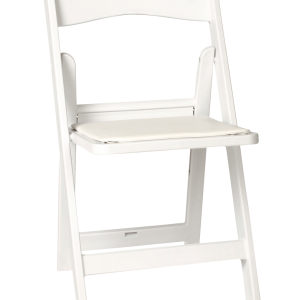 white resin folding chair